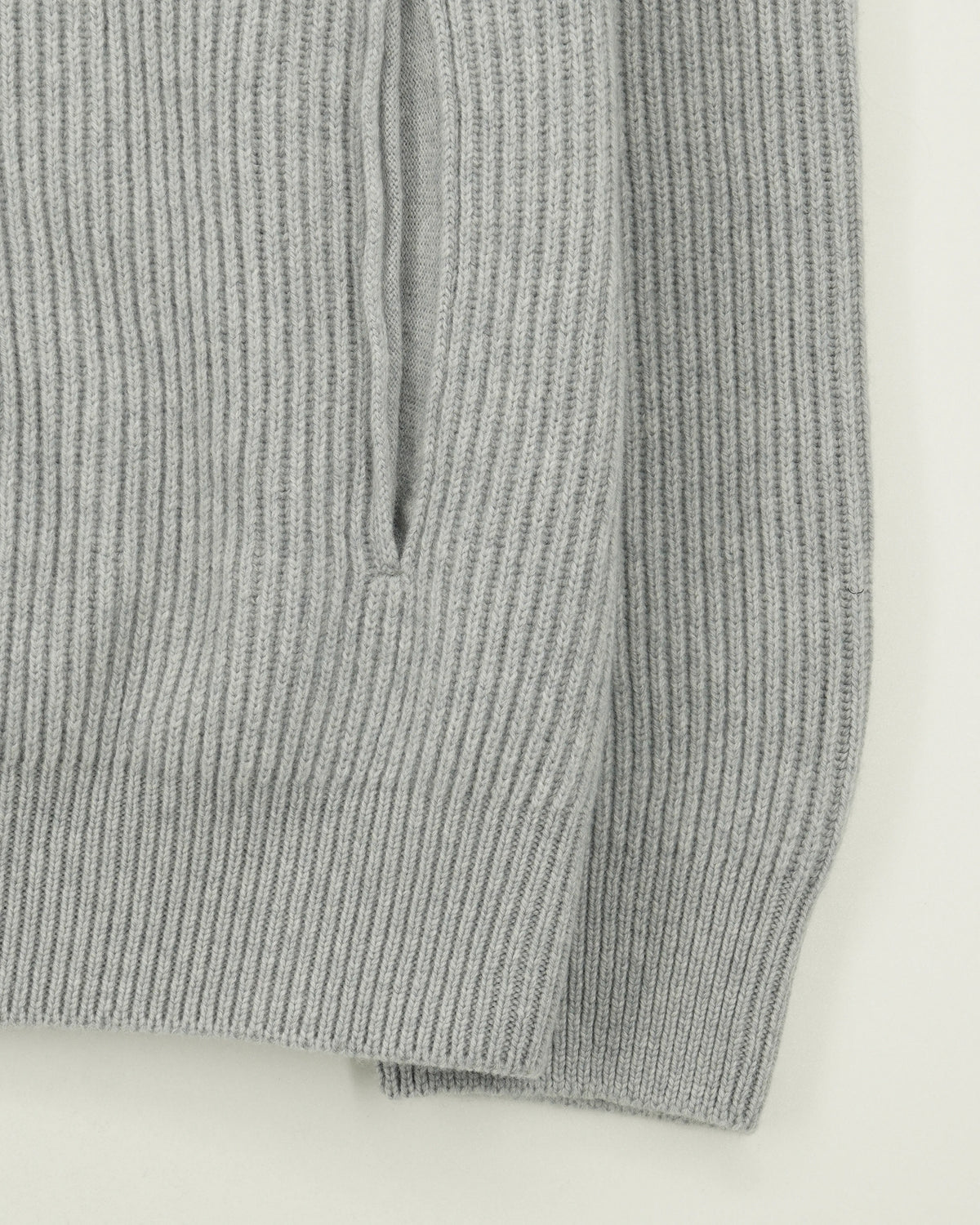 Gran Sasso Full Zip Wool Cashmere Rib Medium Grey