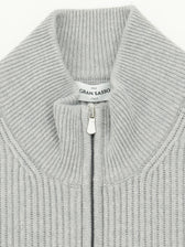 Gran Sasso Full Zip Wool Cashmere Rib Medium Grey