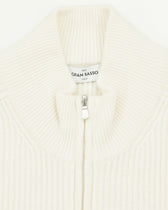 Gran Sasso Full Zip Wool Cashmere Rib Cream