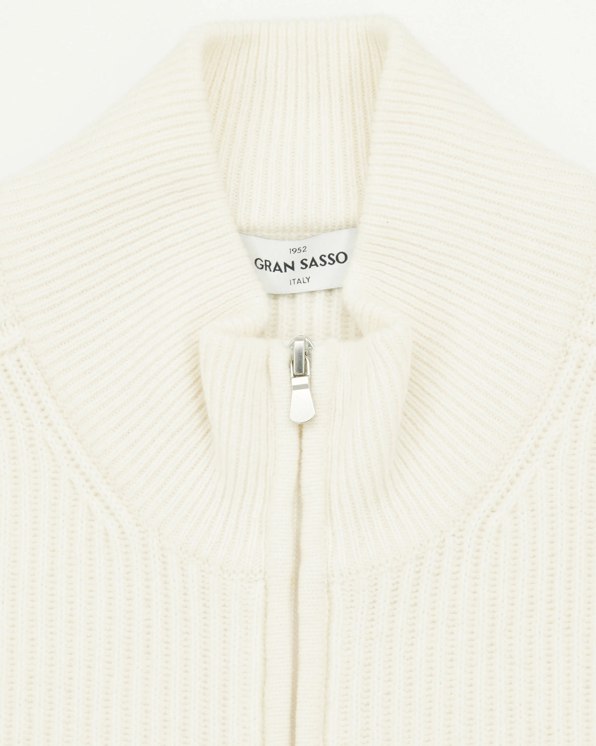 Gran Sasso Full Zip Wool Cashmere Rib Cream