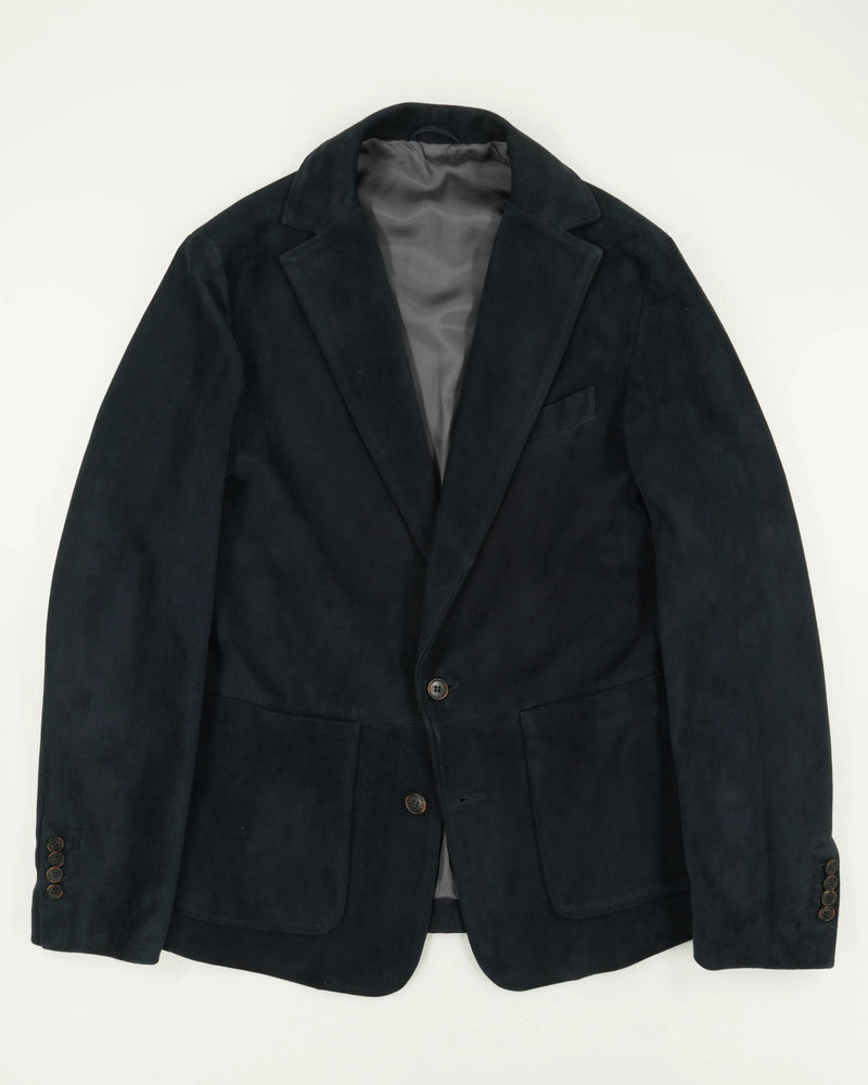 Zonda Jacket Notch Lapel Suede Navy