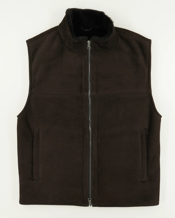 Ranwald Vest Merino Shearling Dark Brown