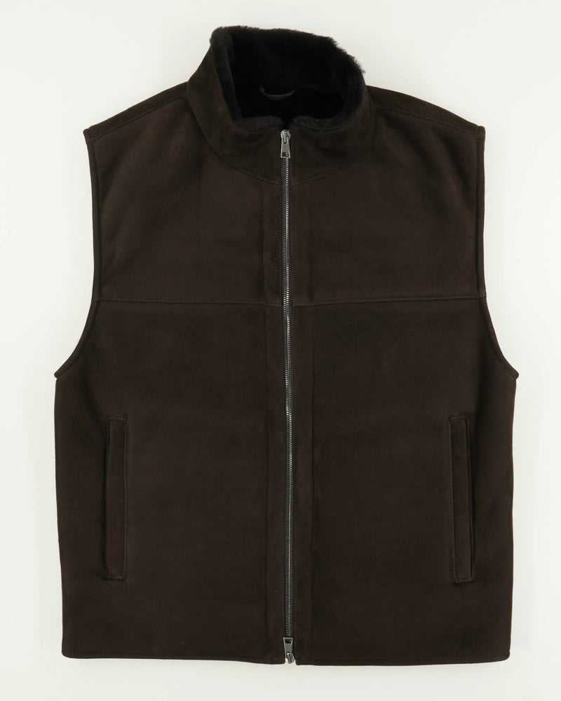 Ranwald Vest Merino Shearling Dark Brown