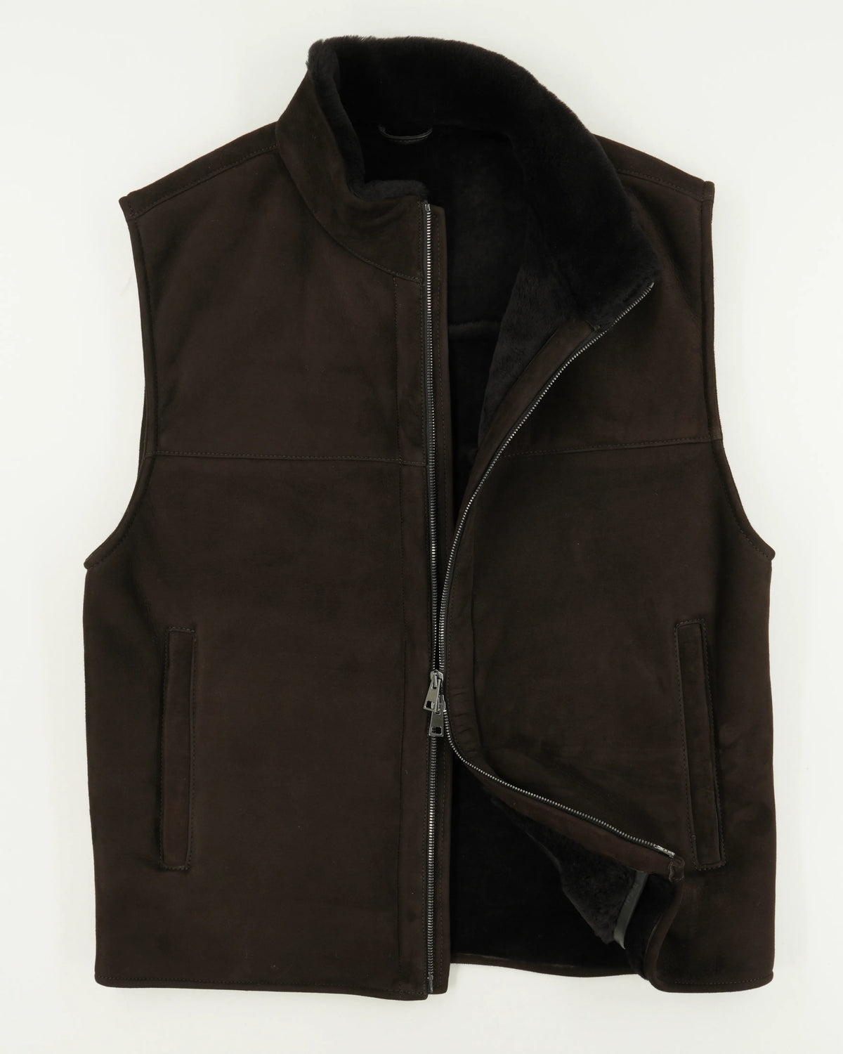Ranwald Vest Merino Shearling Dark Brown