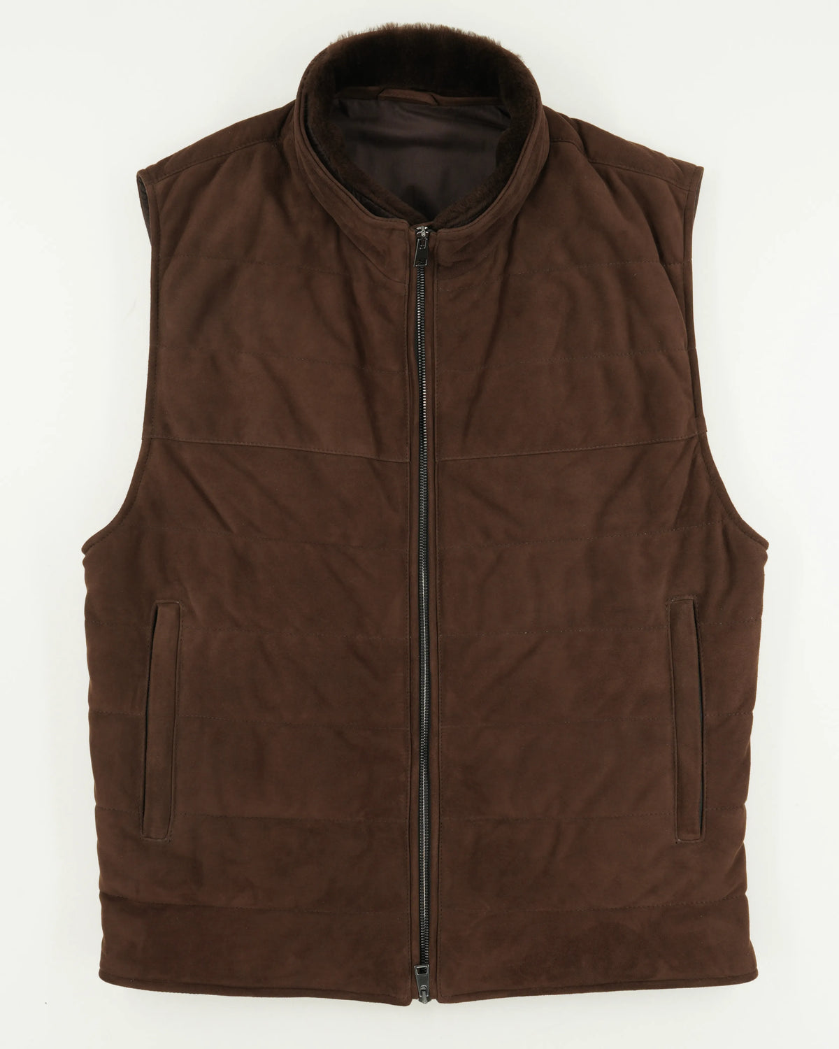 Ranwald Vest Suede Shearling Collar Brown