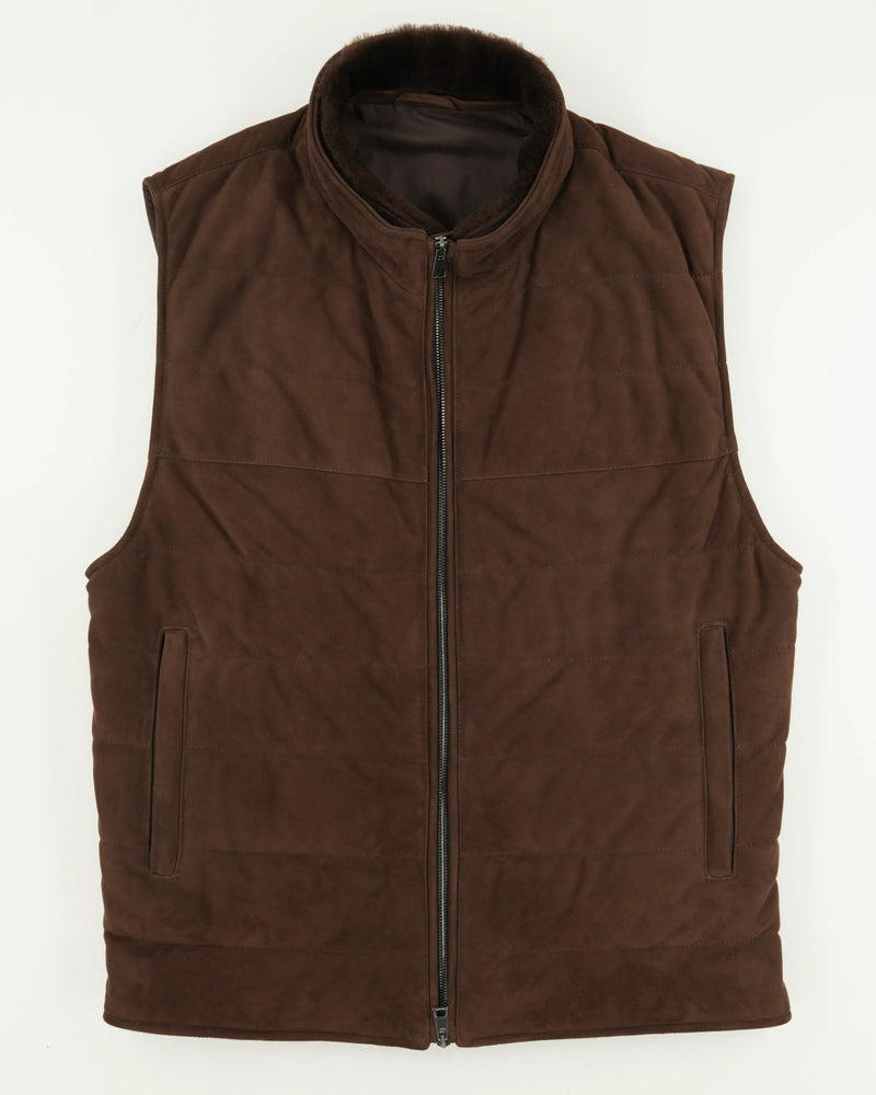 Ranwald Vest Suede Shearling Collar Brown