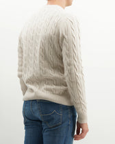 Gran Sasso Crewneck Cable Pure Cashmere Light Beige