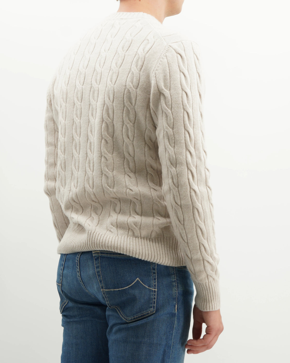 Gran Sasso Crewneck Cable Pure Cashmere Light Beige