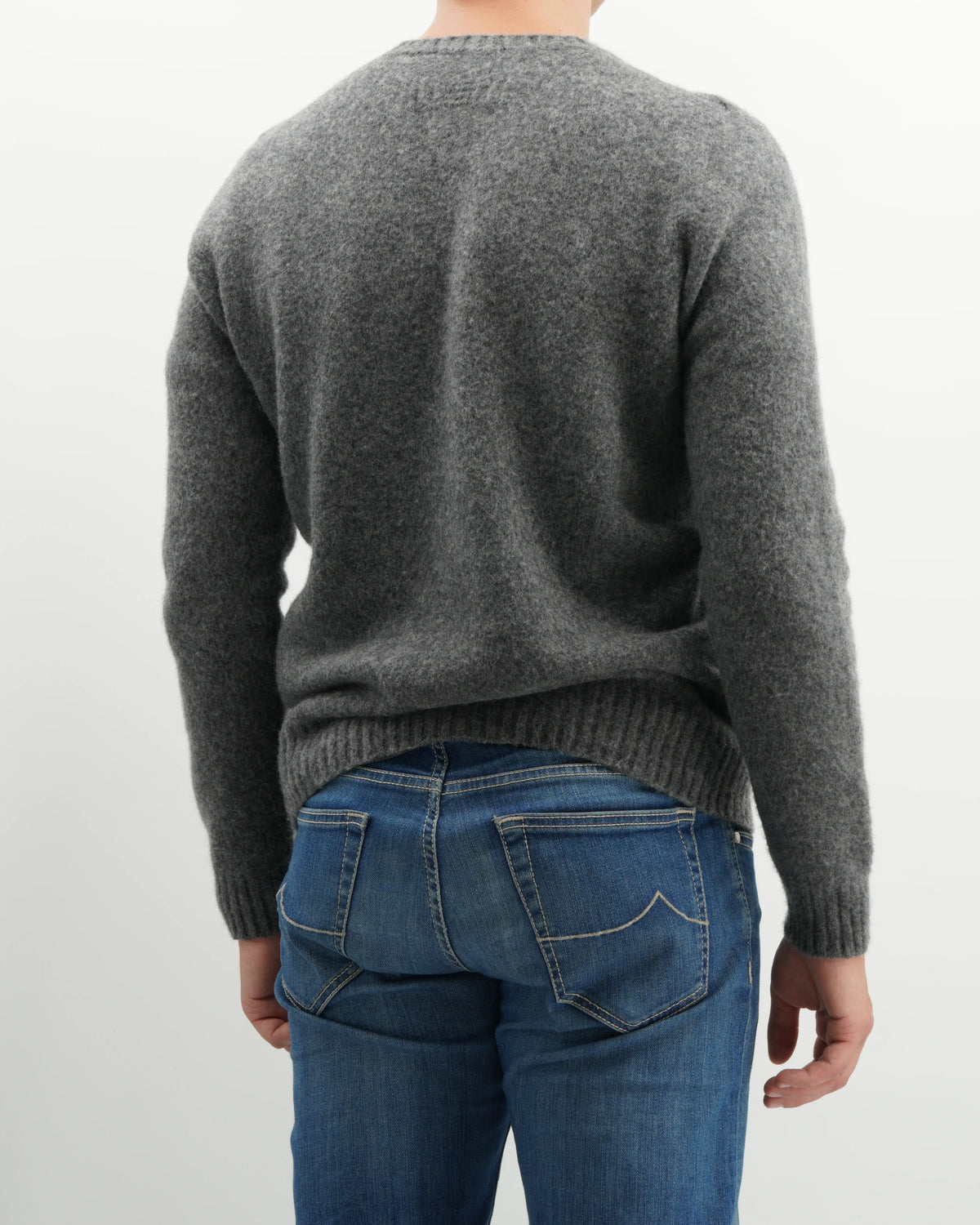 Drumohr Crewneck Brushed Lambswool Grey