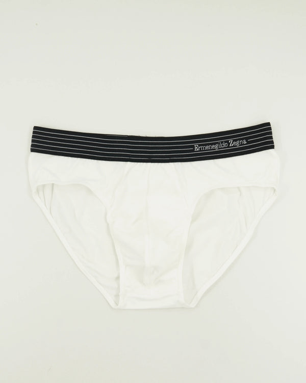 Zegna Briefs Cotton Stretch White Stripes