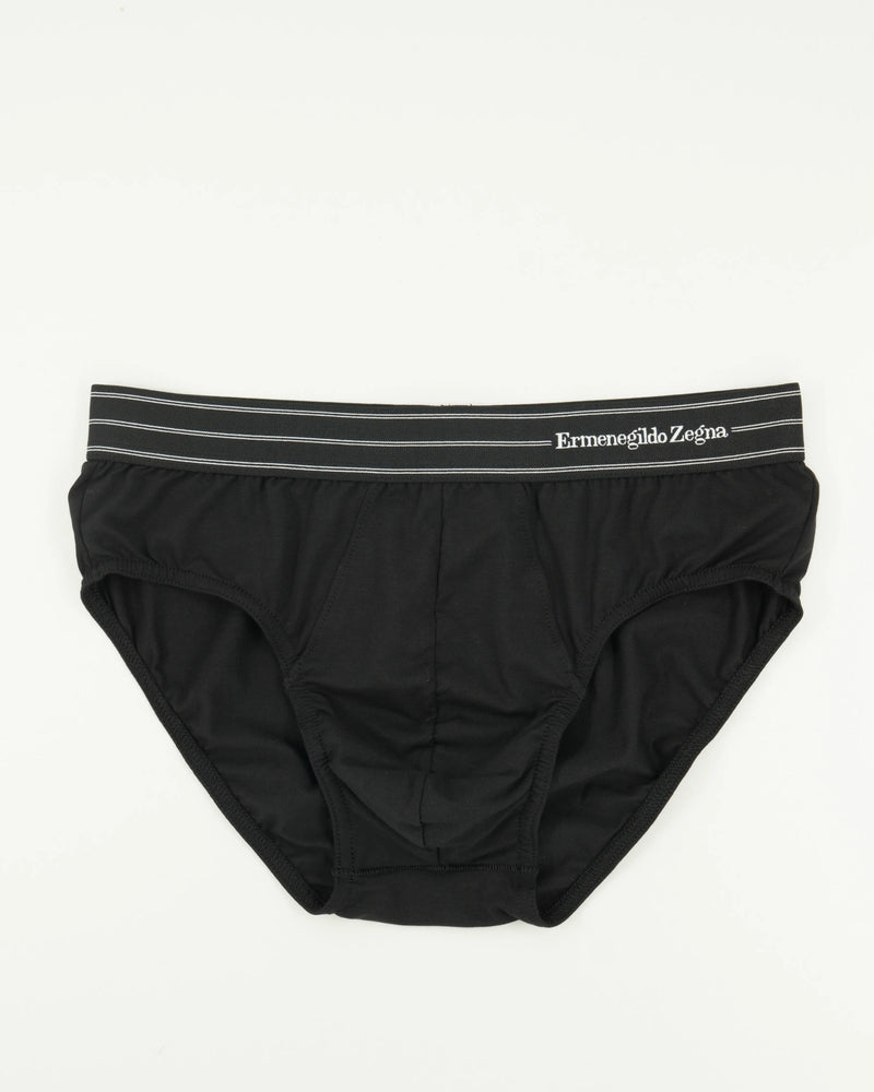 Zegna Briefs Cotton Stretch Black Double Stripes
