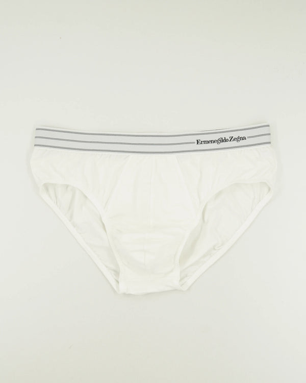 Zegna Briefs Cotton Stretch White Double Stripes
