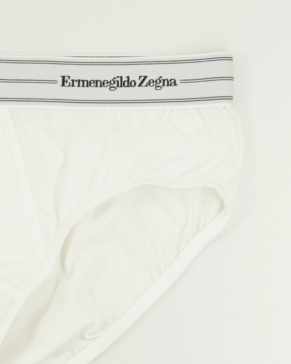 Zegna Briefs Cotton Stretch White Double Stripes