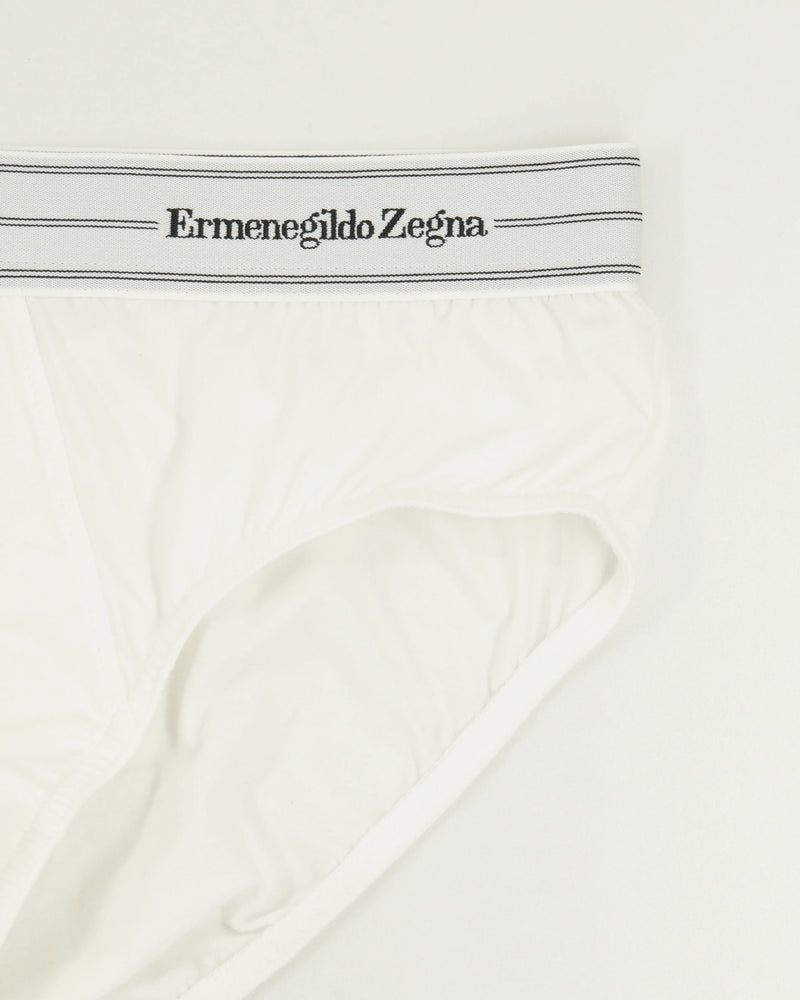 Zegna Briefs Cotton Stretch White Double Stripes