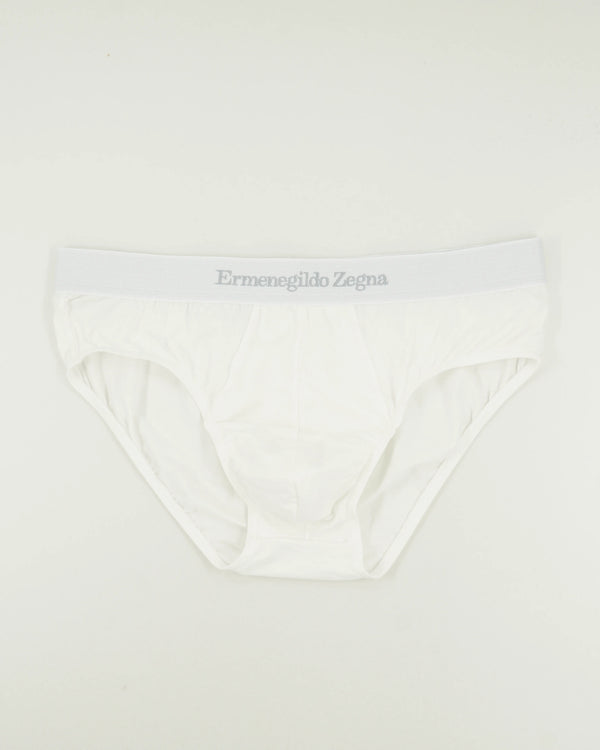 Zegna Briefs Cotton Stretch White Logo