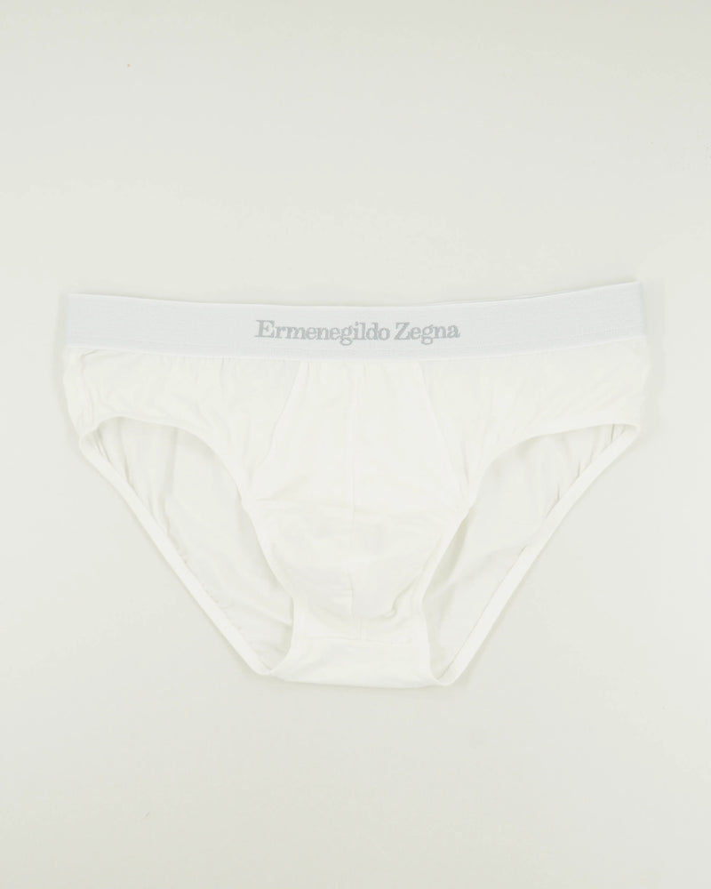 Zegna Briefs Cotton Stretch White Logo