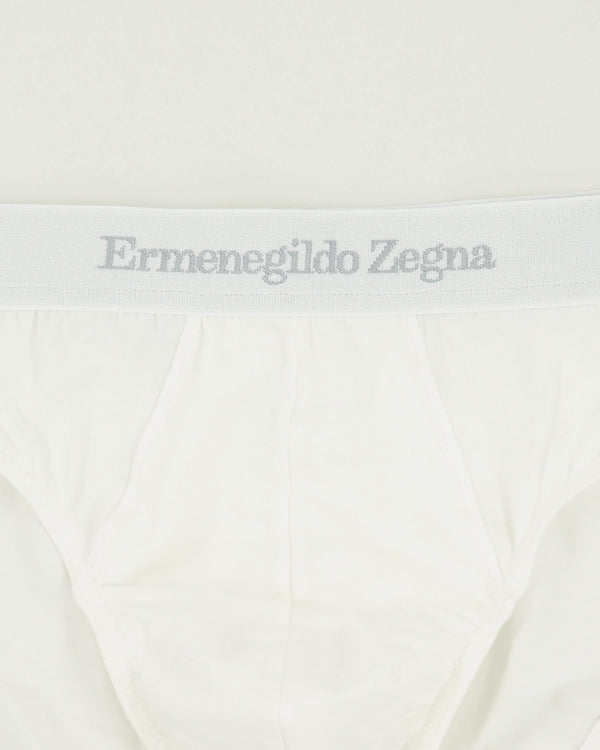 Zegna Briefs Cotton Stretch White Logo