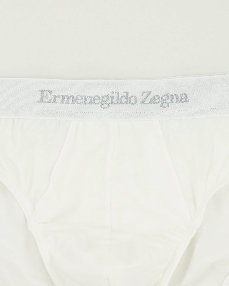 Zegna Briefs Cotton Stretch White Logo