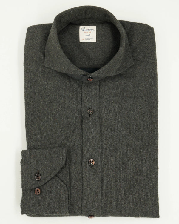 Stenströms Shirt Cotton Flannel Dark Green