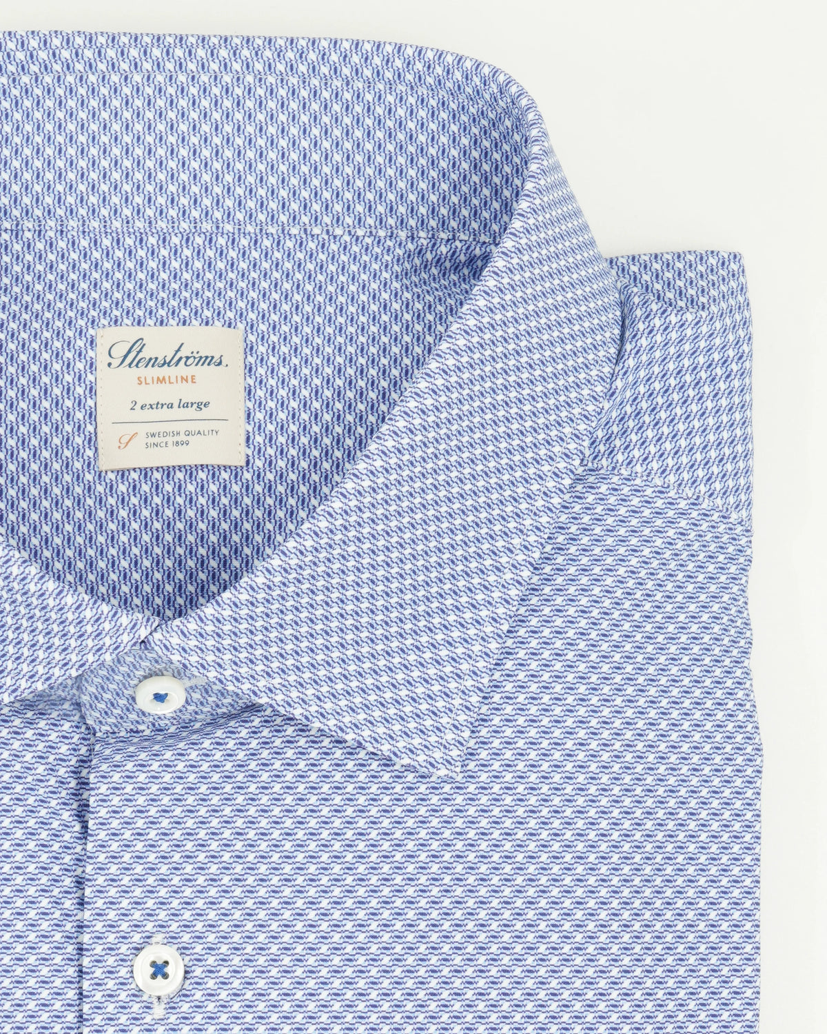 Stenströms Shirt Pattern Stretch Blue