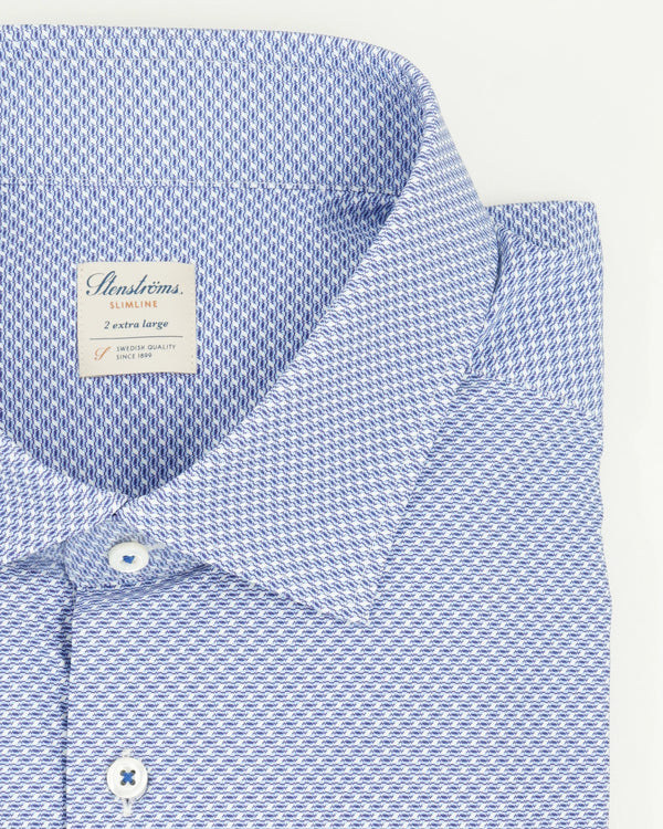 Stenströms Shirt Pattern Stretch Blue