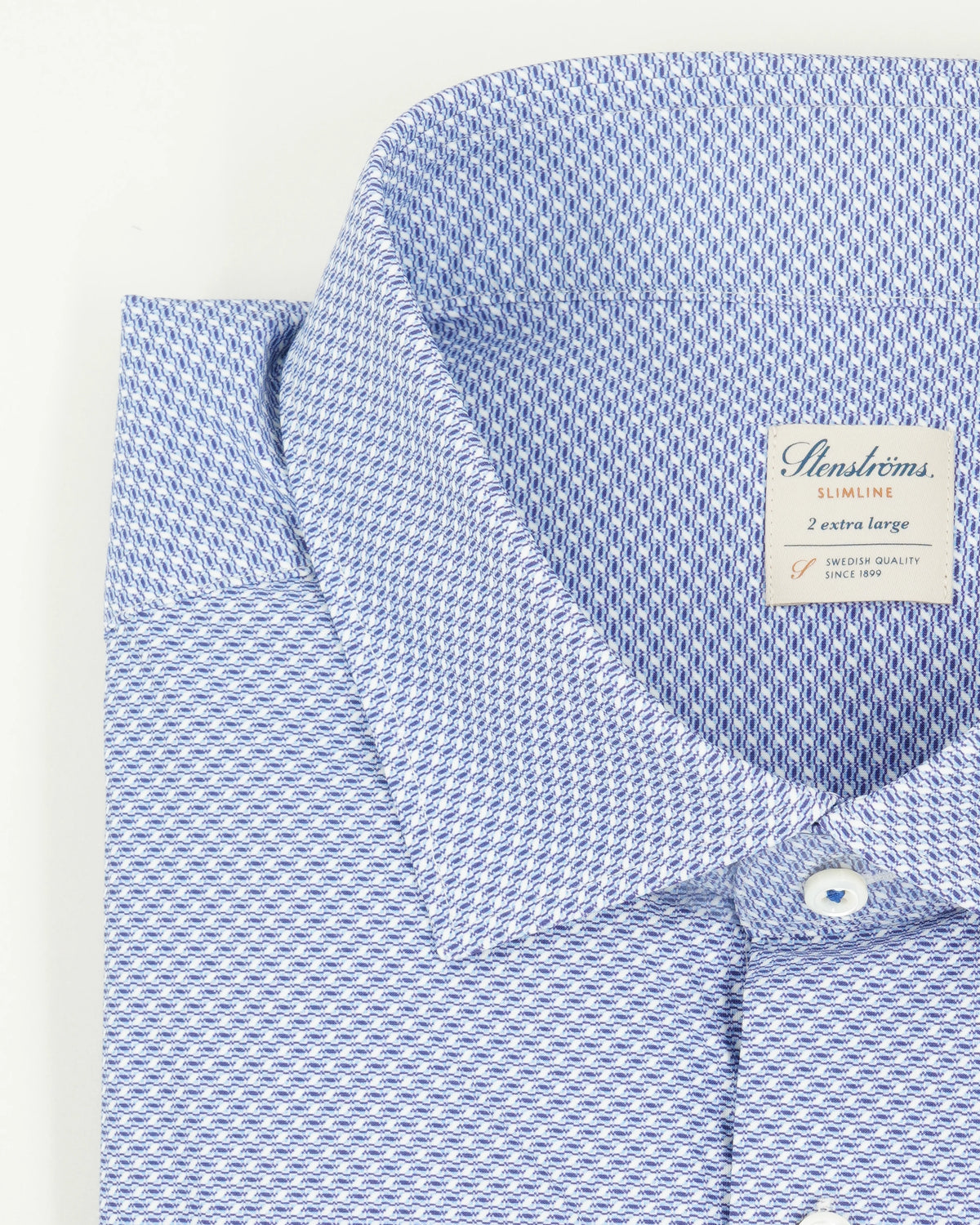 Stenströms Shirt Pattern Stretch Blue