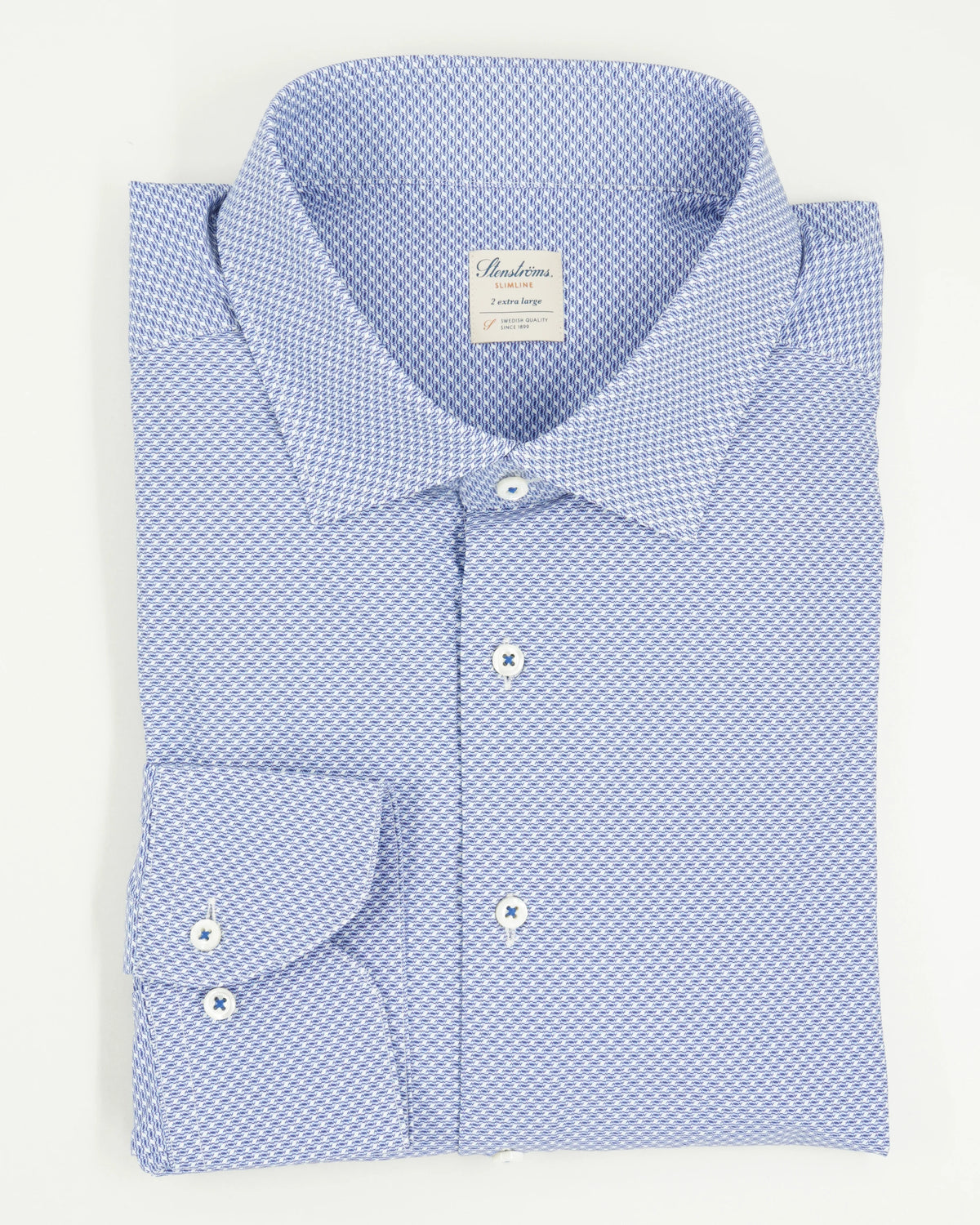 Stenströms Shirt Pattern Stretch Blue