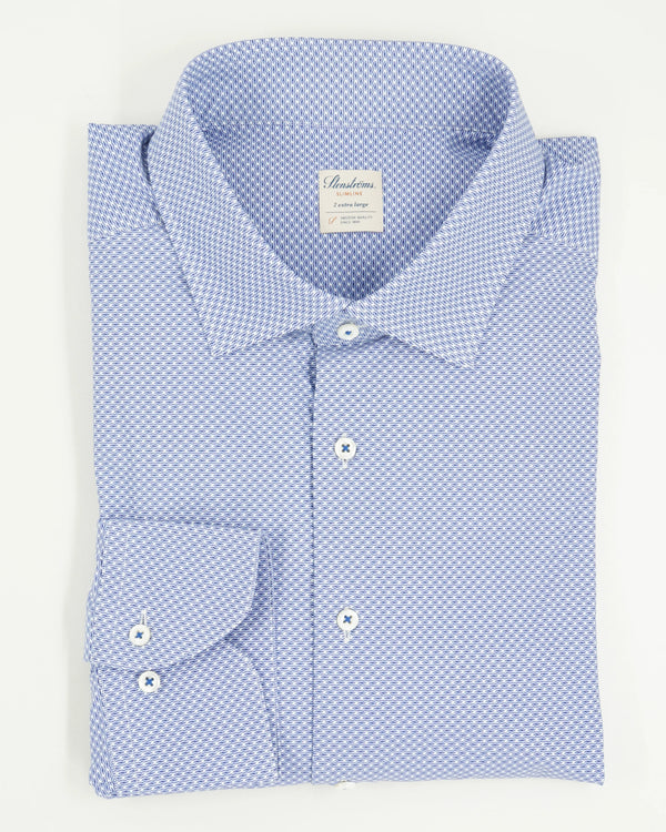 Stenströms Shirt Pattern Stretch Blue