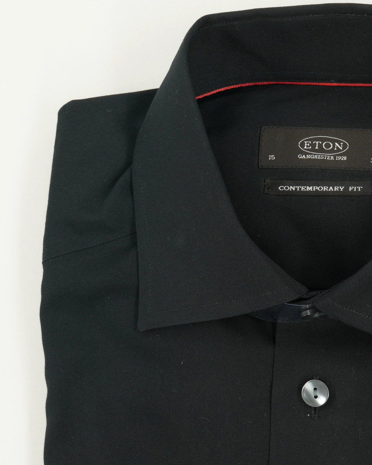 Eton Shirt Signature Twill Red Collar Contemporary Black