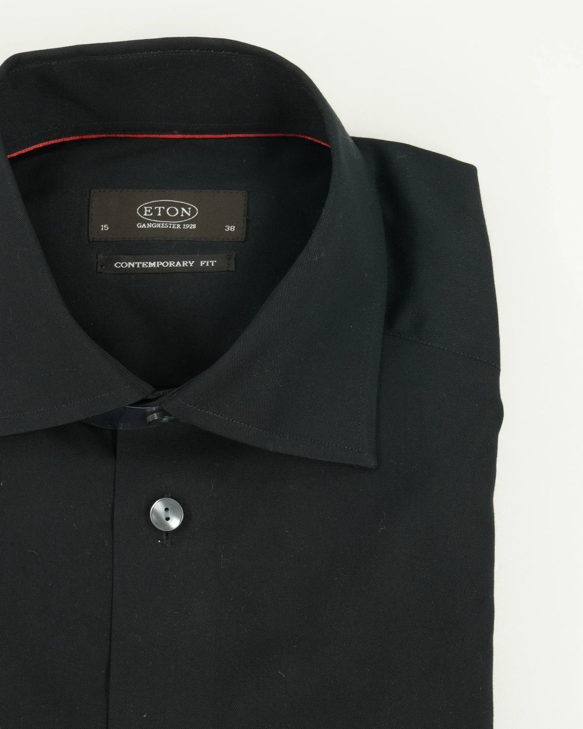 Eton Shirt Signature Twill Red Collar Contemporary Black