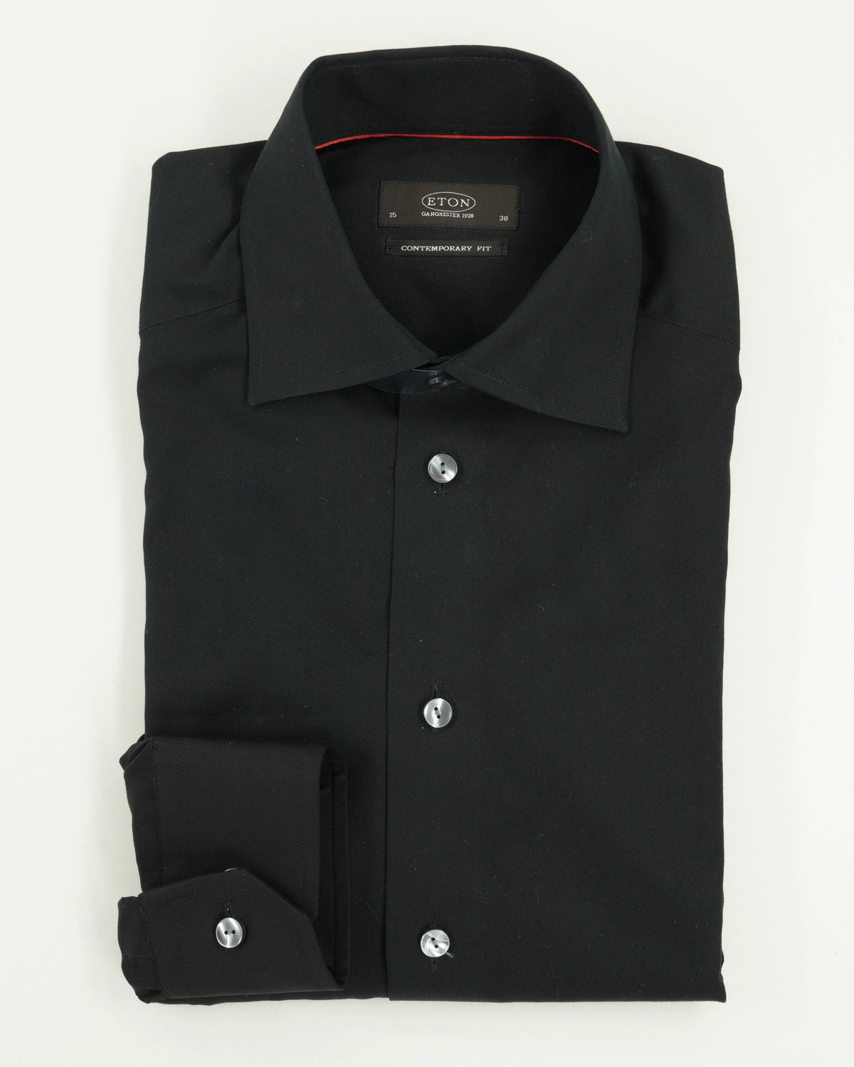 Eton Shirt Signature Twill Red Collar Contemporary Black