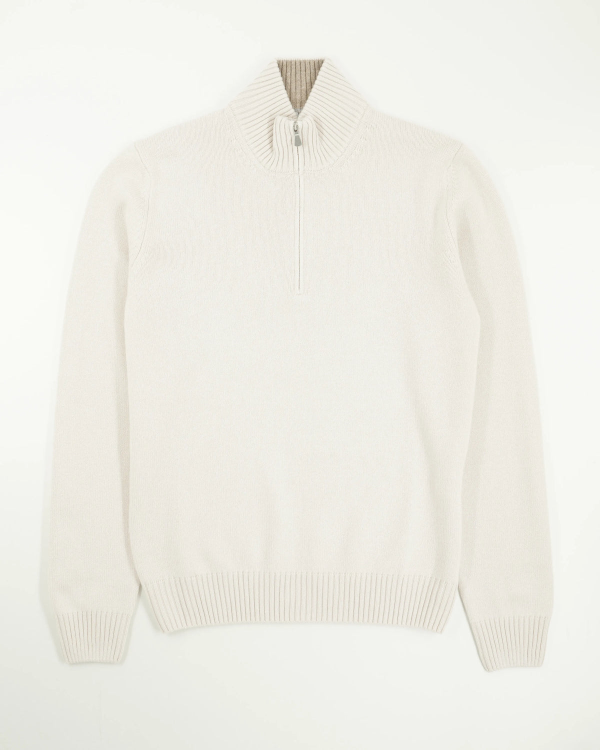 Gran Sasso Half Zip Wool Cashmere Light Beige