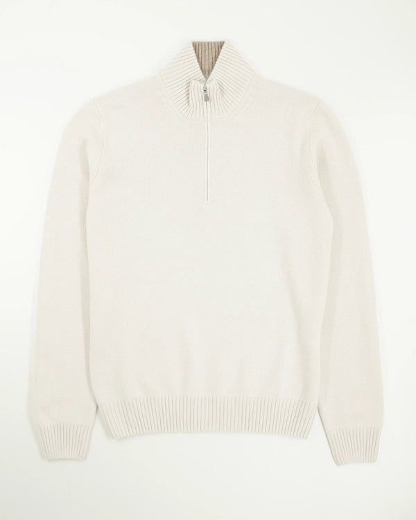Gran Sasso Half Zip Wool Cashmere Light Beige