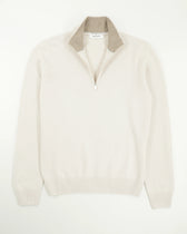 Gran Sasso Half Zip Wool Cashmere Light Beige