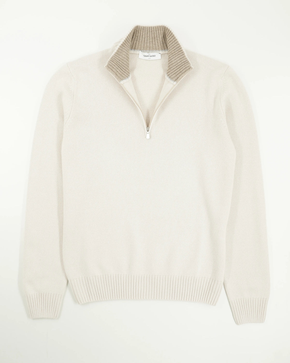 Gran Sasso Half Zip Wool Cashmere Light Beige