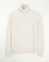 Gran Sasso Turtleneck Cable Wool Cashmere Light Beige