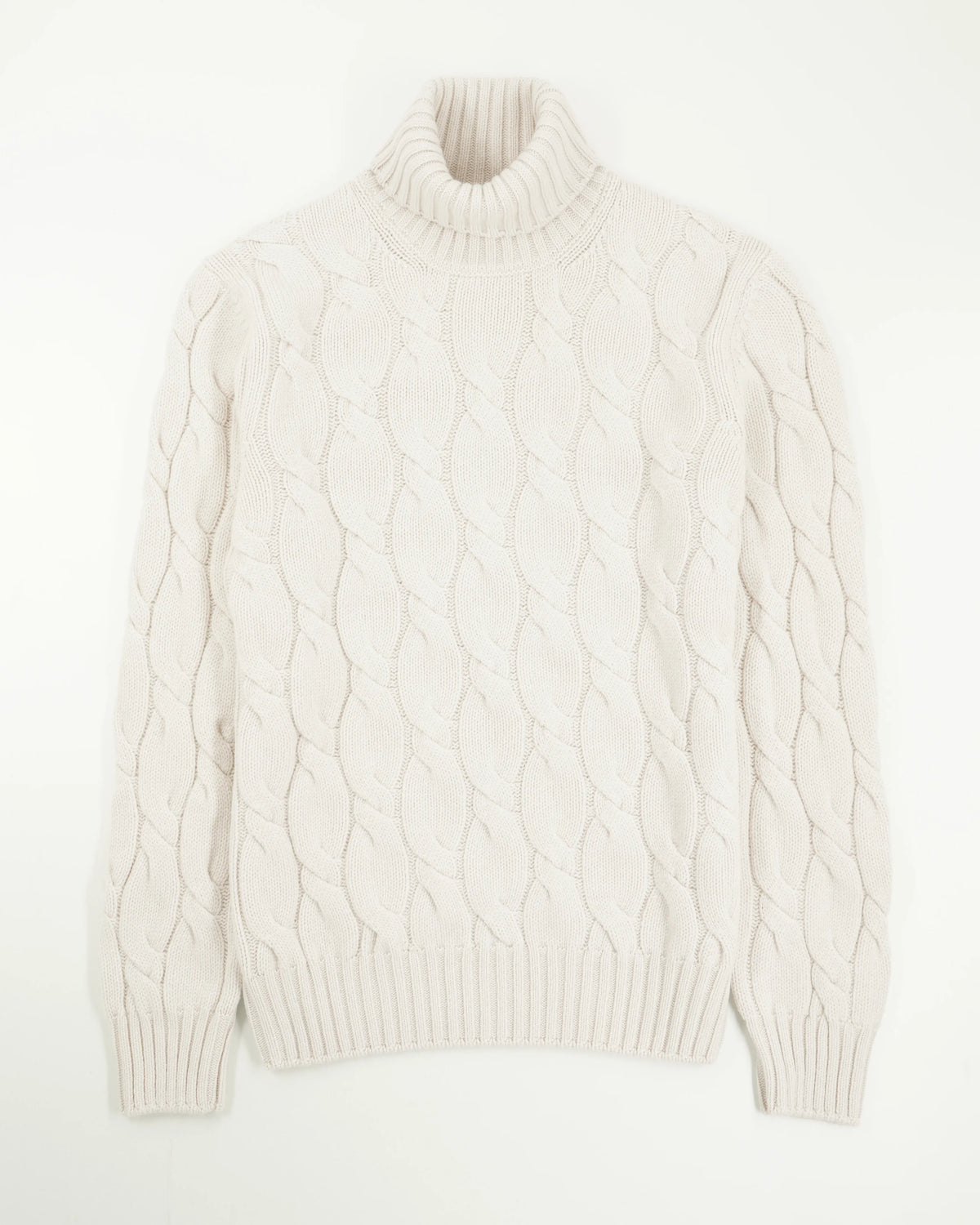 Gran Sasso Turtleneck Cable Wool Cashmere Light Beige