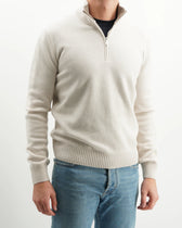 Gran Sasso Half Zip Wool Cashmere Light Beige