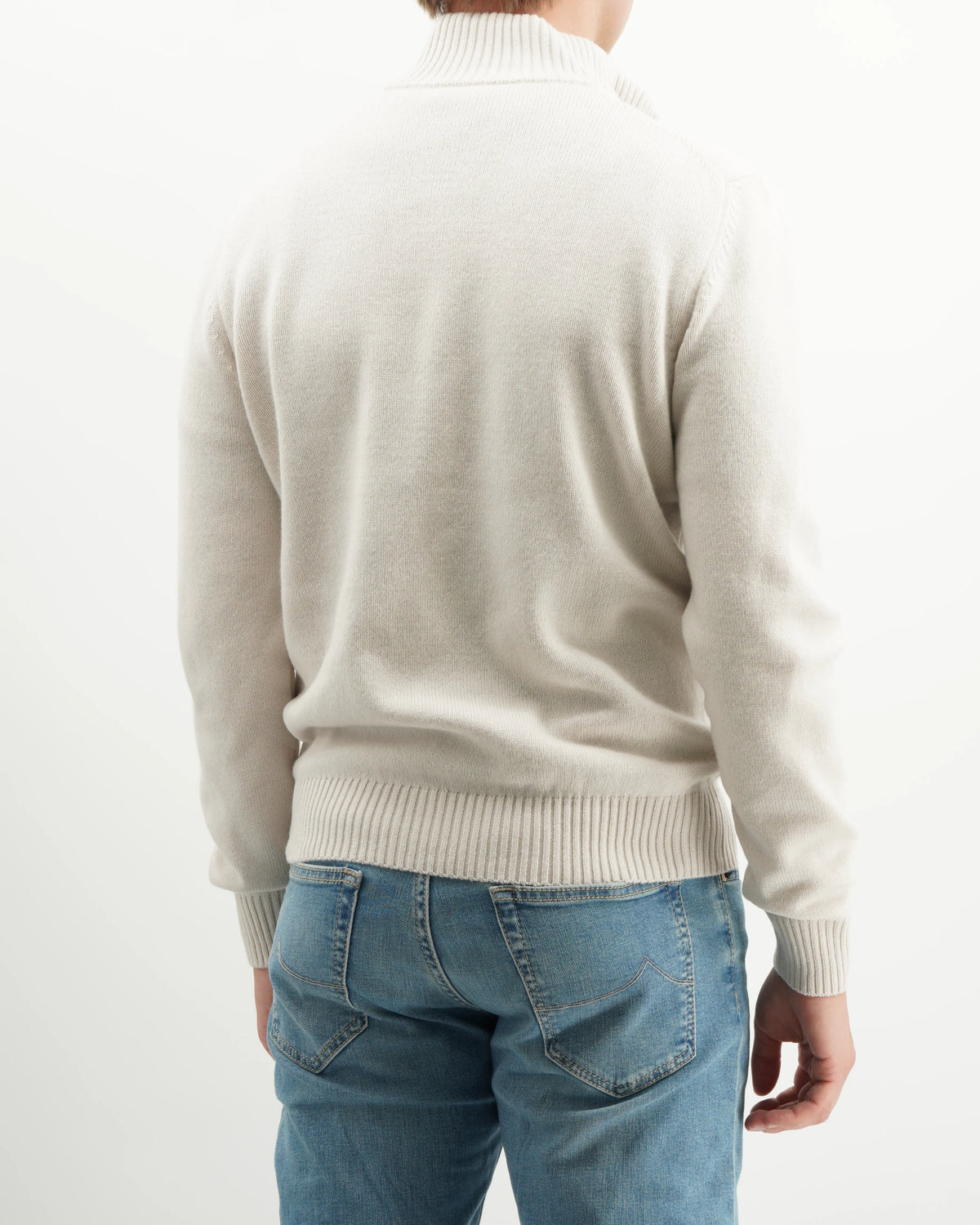 Gran Sasso Half Zip Wool Cashmere Light Beige