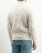 Gran Sasso Turtleneck Cable Wool Cashmere Light Beige