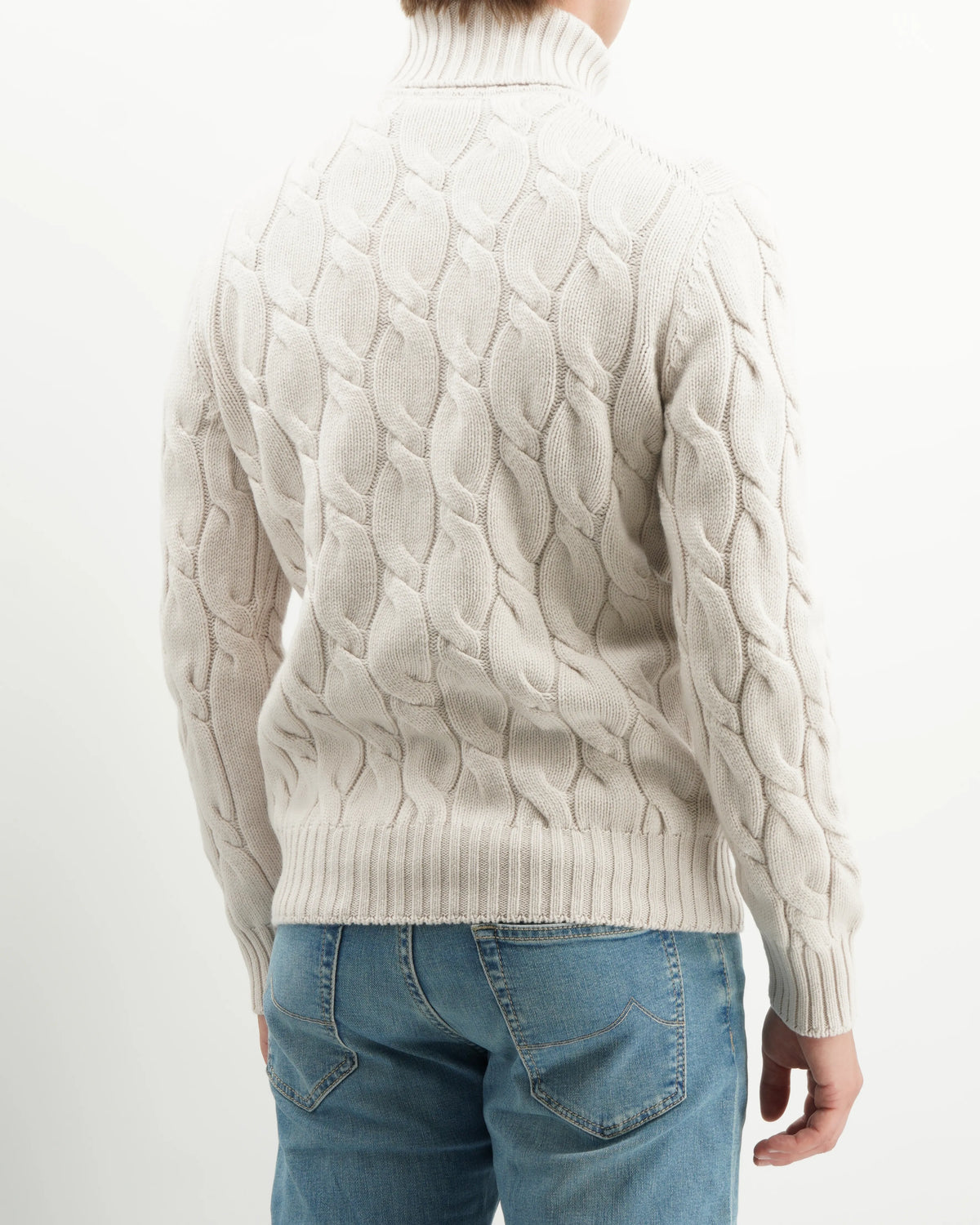 Gran Sasso Turtleneck Cable Wool Cashmere Light Beige