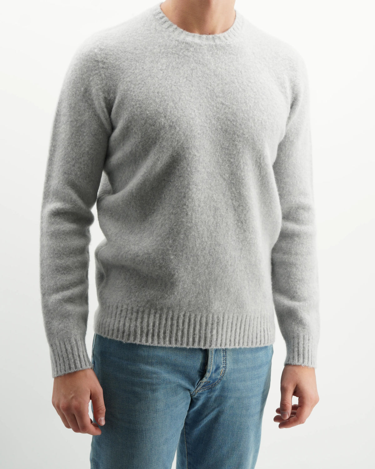 Drumohr Crewneck Brushed Lambswool Light Grey