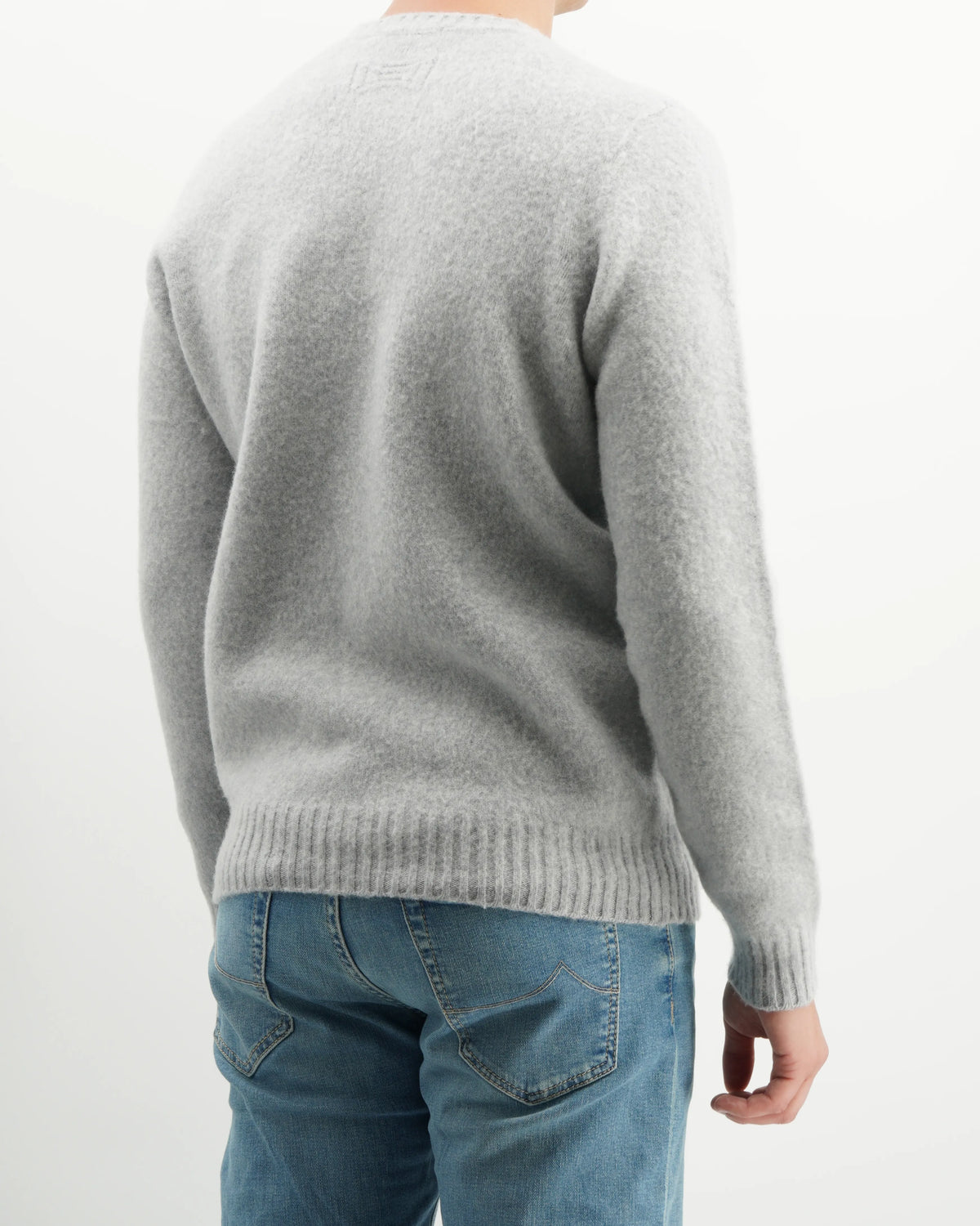 Drumohr Crewneck Brushed Lambswool Light Grey