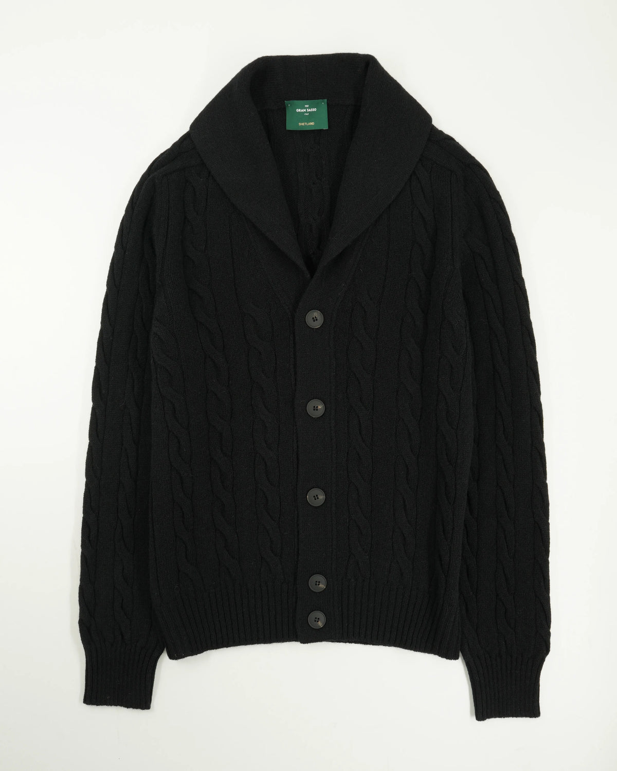 Gran Sasso Shawl Cardigan Shetland Black
