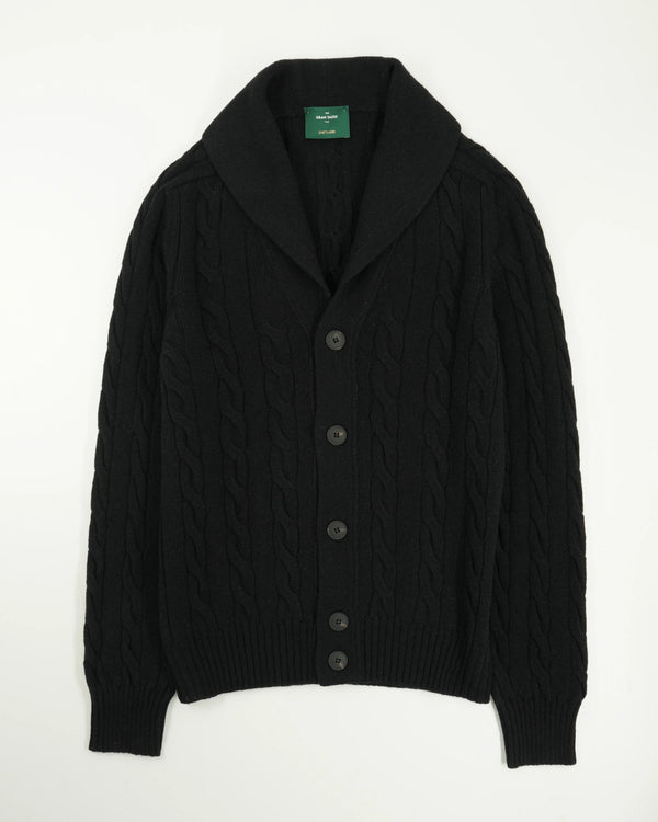 Gran Sasso Shawl Cardigan Shetland Black