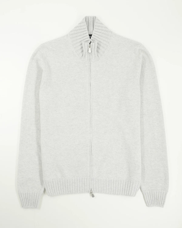 Gran Sasso Full Zip Felted Cashmere Light Grey