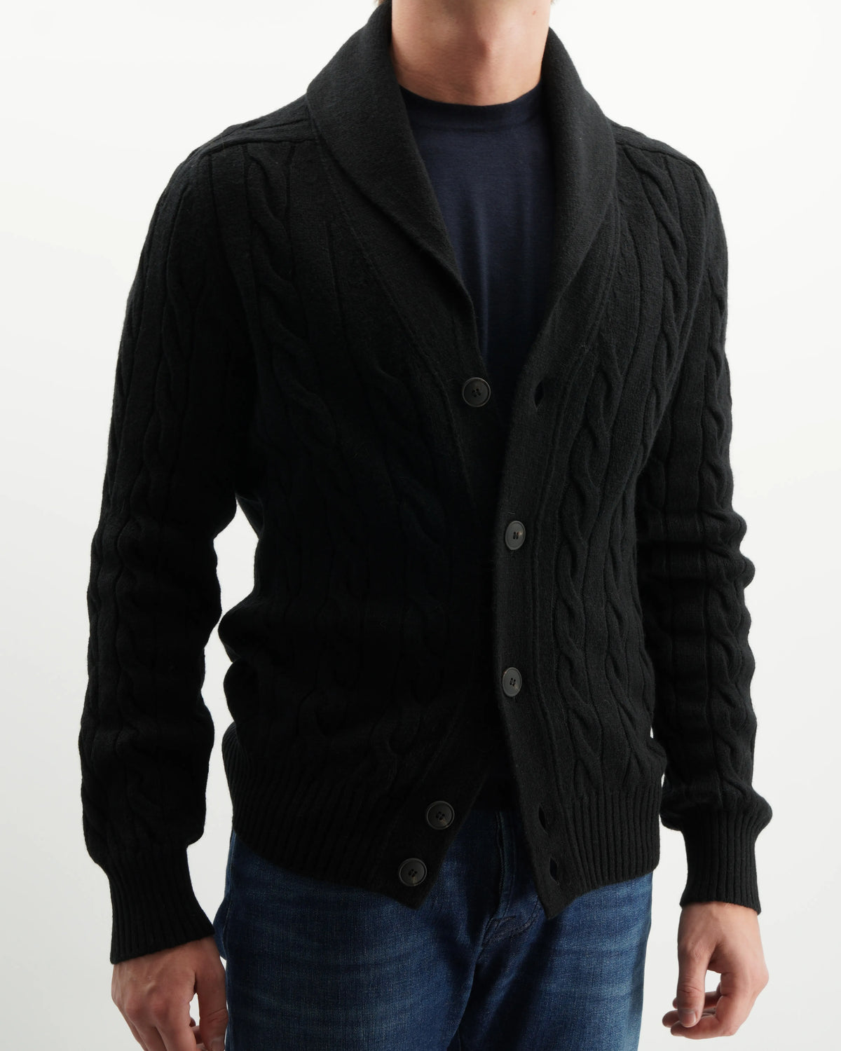 Gran Sasso Shawl Cardigan Shetland Black