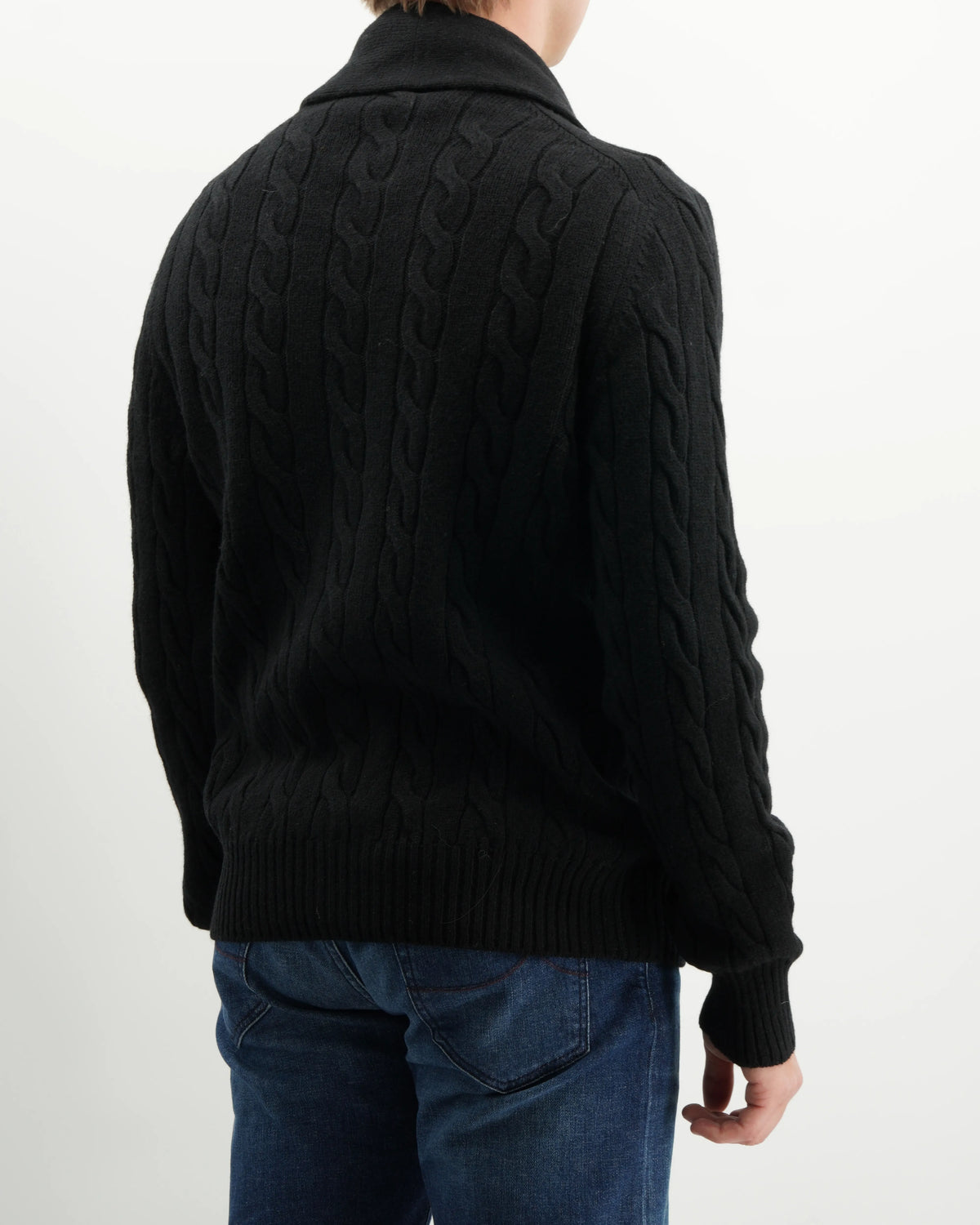 Gran Sasso Shawl Cardigan Shetland Black