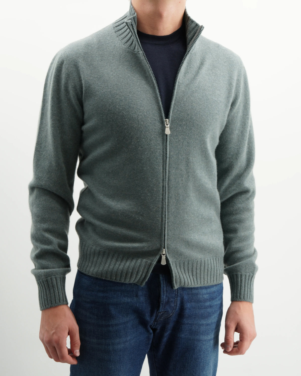 Gran Sasso Full Zip Felted Cashmere Green