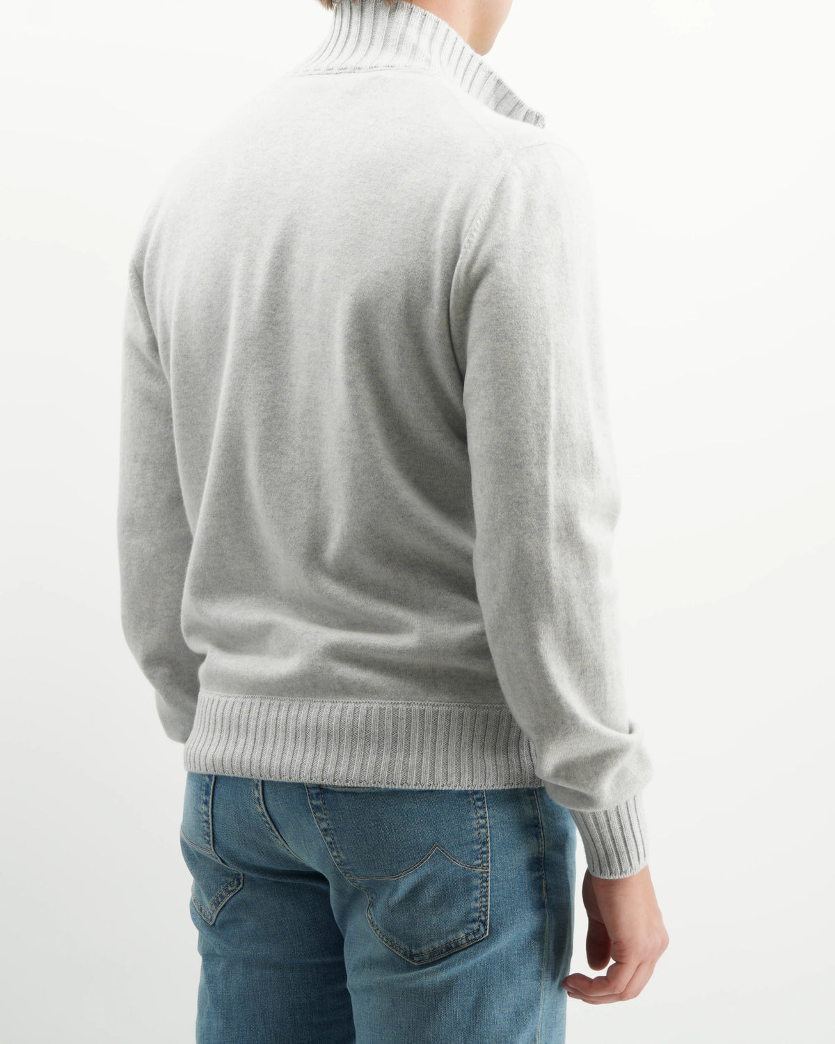 Gran Sasso Full Zip Felted Cashmere Light Grey